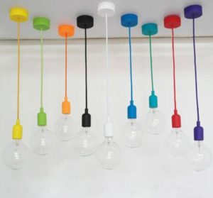 Cord Pendant Light with plastic canopy E27 silicone lamp holder