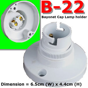 Batten Lamp Holder B22 Click Polar White T2 Rated Ceiling Rose Light Fitting 