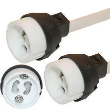 LED Line® GU10 Ceramic Lamp Holder With Earth Wire Grounded Spotlight Socket 